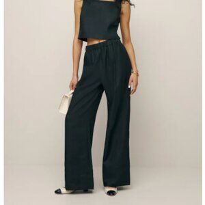 Reformation's Fernando Black Linen Wide-Leg Pant
